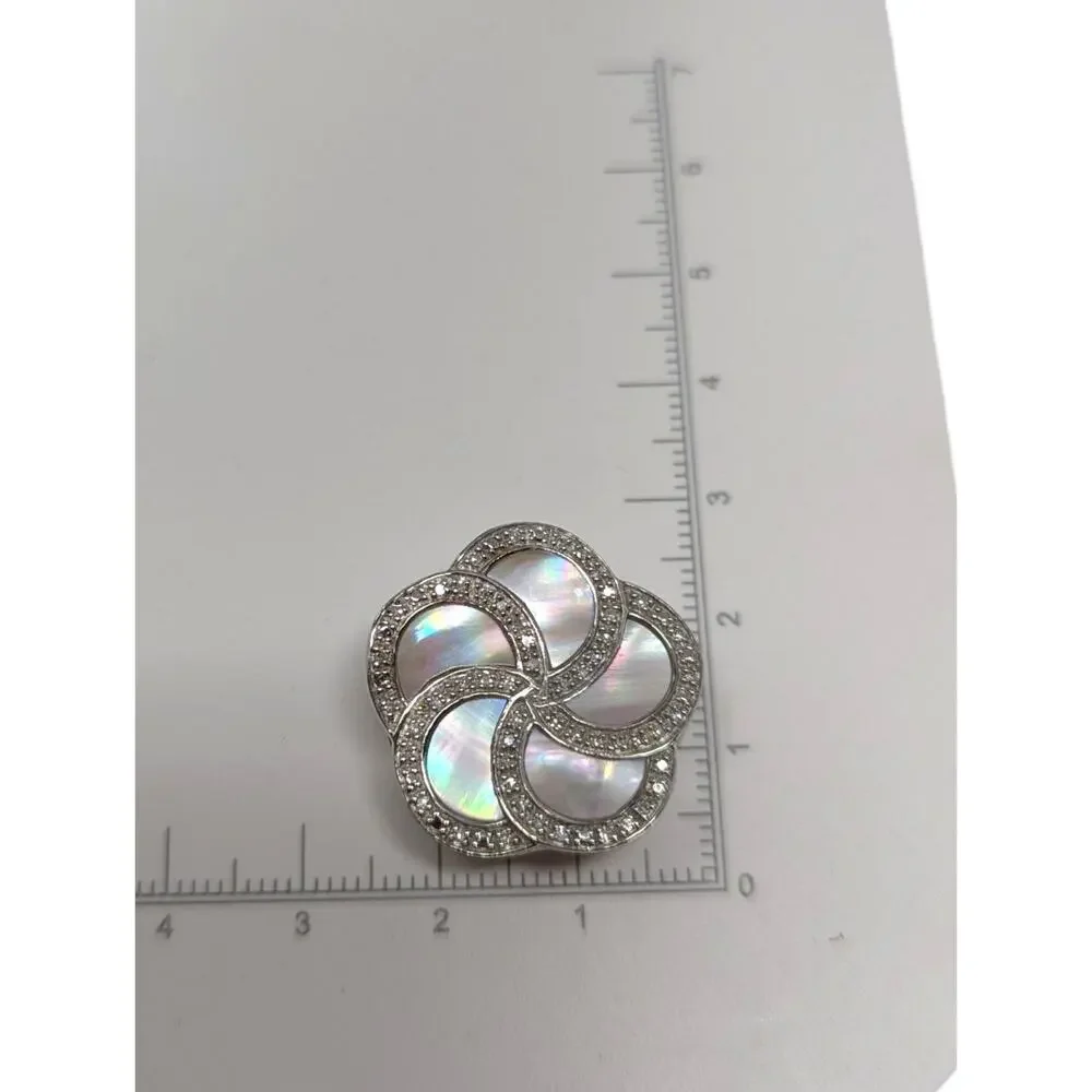 925 Sterling Silver Mother of Pearl Flower slide pendant Thailand